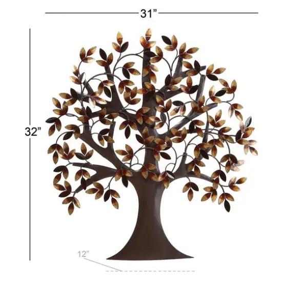 Traditional Brown Metal Tree Wall Accent {4}