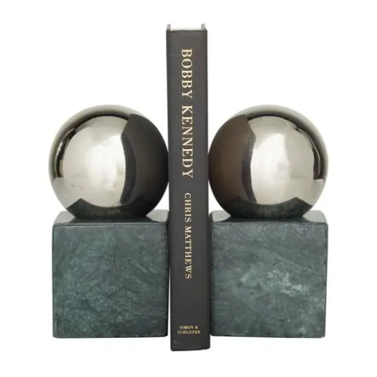 CosmoLiving by Cosmopolitan 7" Marble Orb Bookend Set Silver/Gray {7}