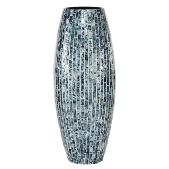 Blue Mother of Pearl Handmade Vase 8" x 8" x 19" {1}