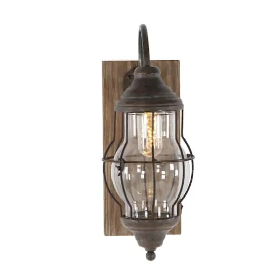 17" Brown Iron Industrial LED Wall Sconce {1}
