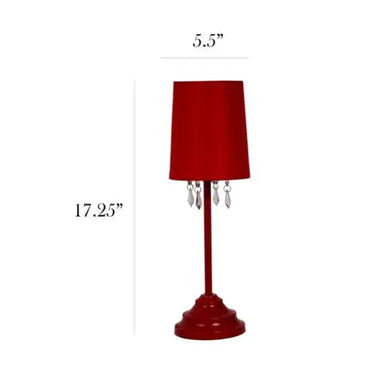 Simple Designs 17.2" Table Lamp with Fabric Shade & Hanging Beads Red {4}