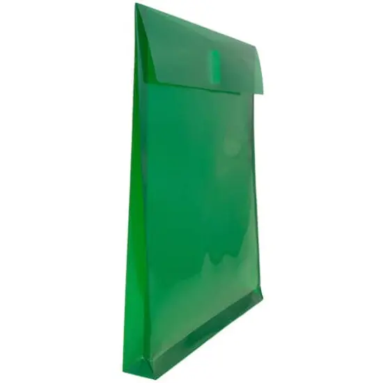 JAM Paper VELCRO&reg; Closure 9.75" x 11.75" Expandable Open End Envelopes, 12ct. Green {5}