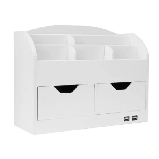 American Art D&eacute;cor&trade; White Space Saving Desk Organizer with USB Port {1}