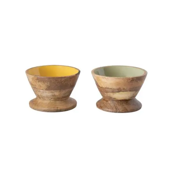 Hello Honey&reg; Enameled Mango Wood Footed Bowl Set {1}