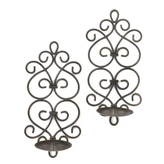 13" Metal Scrollwork Candle Wall Sconces, 2ct. {1}