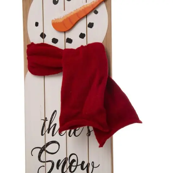 Glitzhome&reg; 3.5ft. Wooden Christmas Snowman Porch Sign {6}