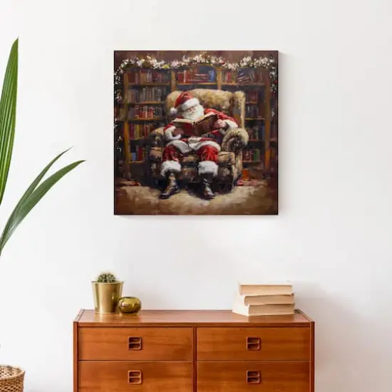 Santa Cozy Library 20" x 20" Canvas Wall Art {5}