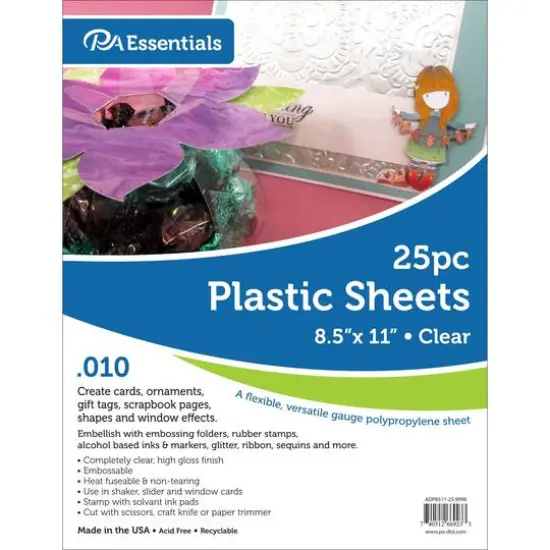PA Essentials 0.010" 8.5" x 11" Clear Plastic, 25 Sheets {1}