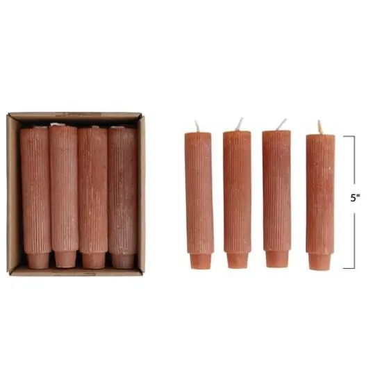Hello Honey&reg; 5" Spice Powder Finish Unscented Pleated Taper Candles In Box Set, 12ct. {6}