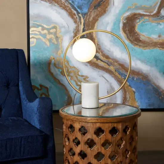 17.5" Marble Contemporary Abstract Accent Lamp Gold {3}