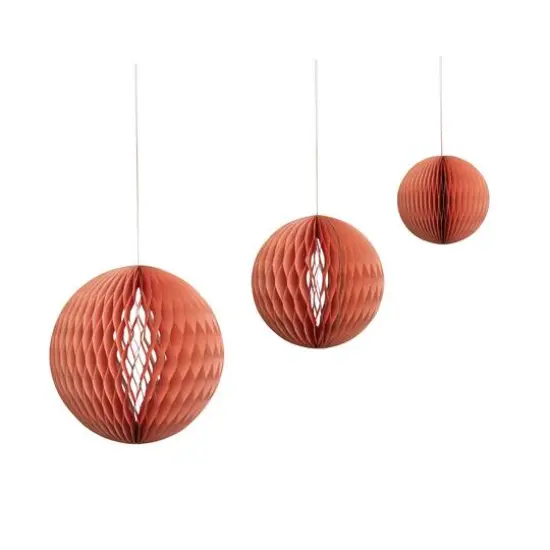 Hello Honey&reg; 3ct. Honeycomb Paper Ball Ornaments Pink {1}