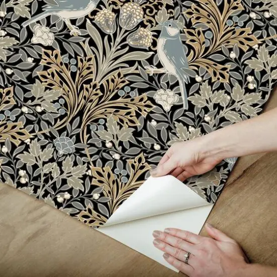 RoomMates Garden Aviary Peel & Stick Wallpaper Black {8}