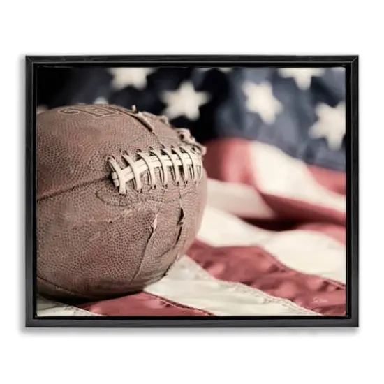 Stupell Industries Football & American Flag Floater Framed Art Black {1}
