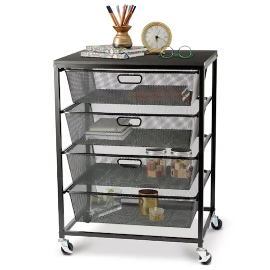 Metro 4-Drawer Rolling Cart by Simply Tidy&reg; Black {3}
