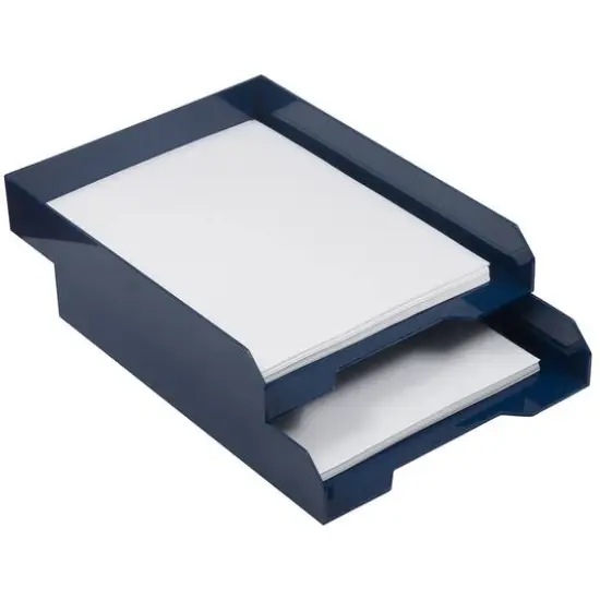 JAM Paper Stackable Desktop Paper Tray, 2ct. Navy {4}