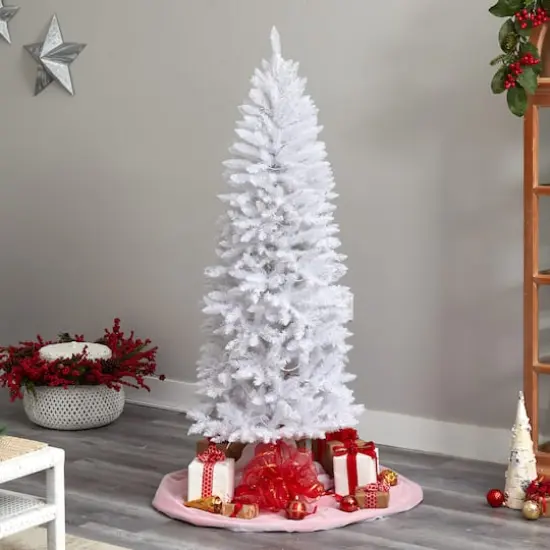 6ft. Pre-Lit White Artificial Christmas Tree, Warm White LED Lights {9}