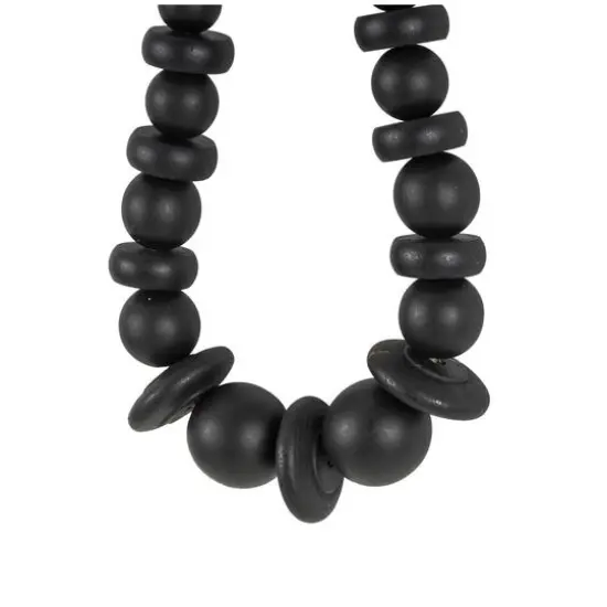 Black Wood Necklace Handmade Geometric Beaded Garland Sculpture {6}