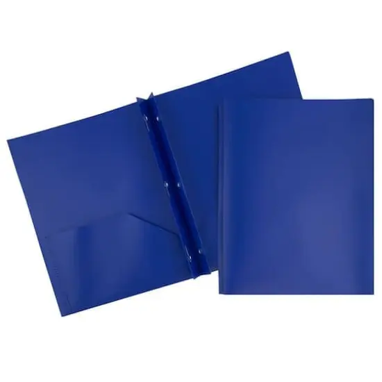 JAM Paper Plastic 2 Pocket POP Folders with Clasps, 12ct. Blue {1}