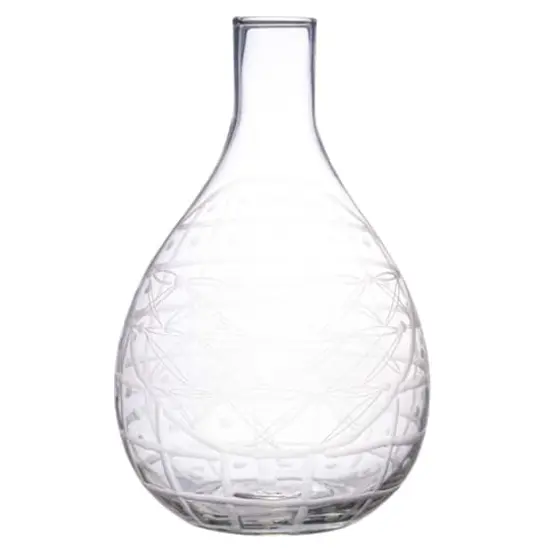 Hello Honey® 3.5qt. Clear Hand-Blown Etched Round Reclaimed Glass Pitcher {6}