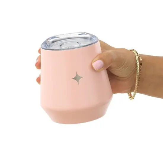 JoyJolt&reg; 12oz. Vacuum Insulated Stemless Wine Tumbler with Lid Pink {8}
