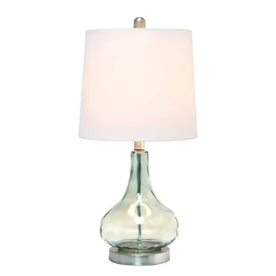 Lalia Home 23" Glass Table Lamp with White Fabric Shade Clear Sage {3}