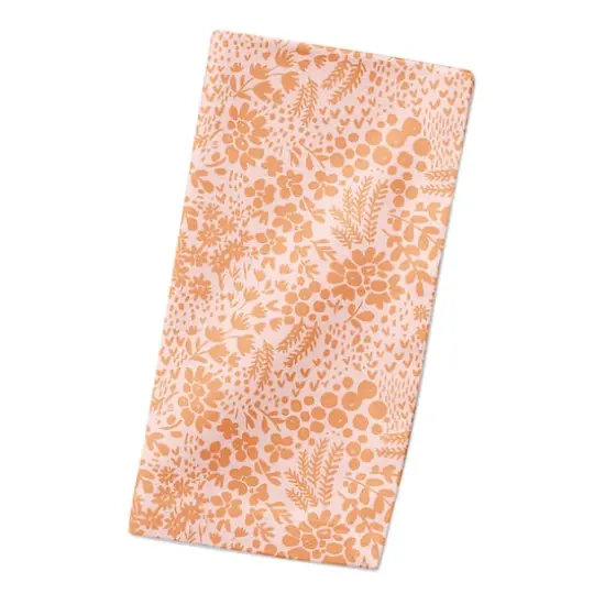 Dainty Floral Cotton Twill Napkin Orange {3}