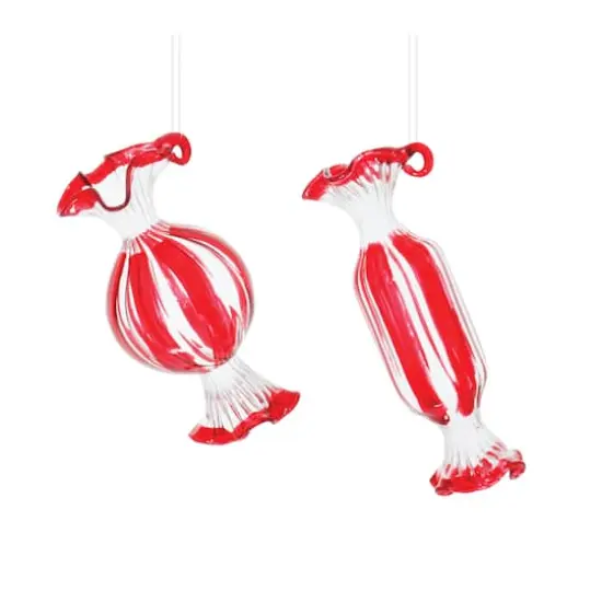 Glass Peppermint Candy Ornaments Set {3}