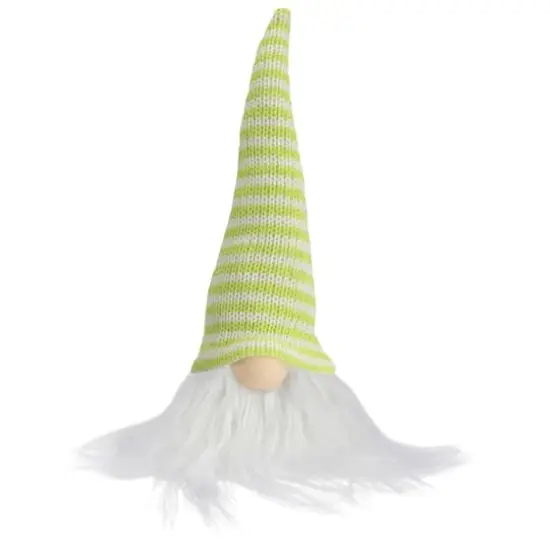 7.5" Lime Green & White Striped Hat Spring Gnome {1}