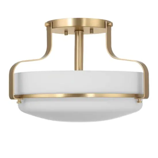 Hello Honey&reg; Chatsworth White & Gold Etched Opal Glass & Metal Semi-Flush Mount Ceiling Light {12}