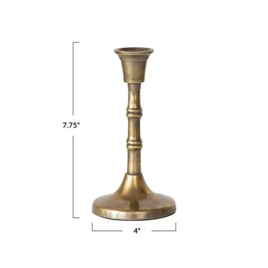 Hello Honey&reg; 7.75" Antique Brass Finish Embossed Aluminum Taper Candleholders, 2ct. {4}