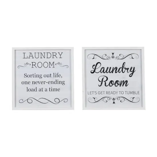 Set of 2 White Wood Farmhouse Sign Wall Decor, 15" x 15" {3}