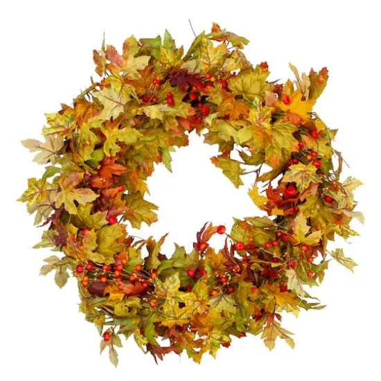 30" Leaves & Berries Thanksgiving Wreath {1}