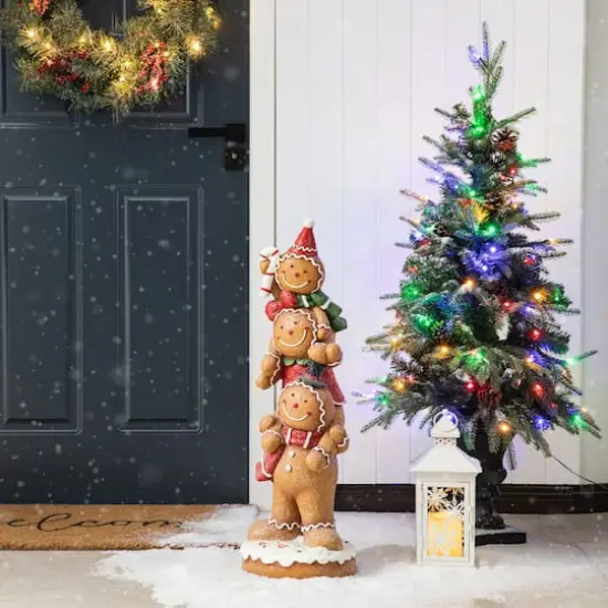 Glitzhome&reg; 29.25" Christmas Stacked Gingerbread Man Porch D&eacute;cor {4}