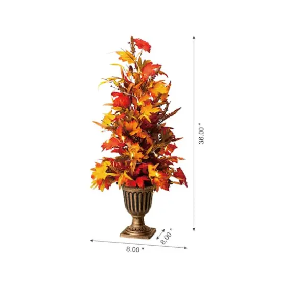 Glitzhome&reg; 3ft. Fall Lighted Maple Leaves Tree in Urn with Timer {4}