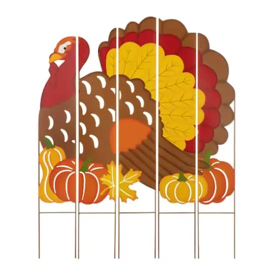 Glitzhome&reg; 41.5" Thanksgiving Metal Turkey Combo Yard Stake {1}