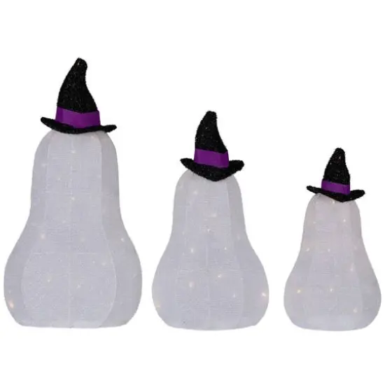 LED Jack O' Lantern Ghosts Outdoor Halloween Decoration Set {7}