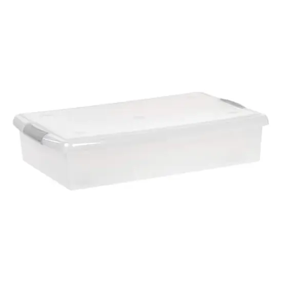 IRIS&reg; 40qt. Clear Store & Slide Box with Lid & Gunsmoke Gray Latches {1}