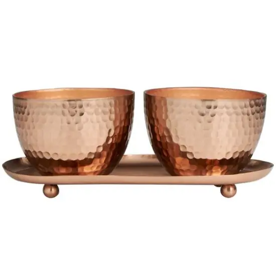 Jasmine Scented Candles in Hammered Copper Bowls Set {6}