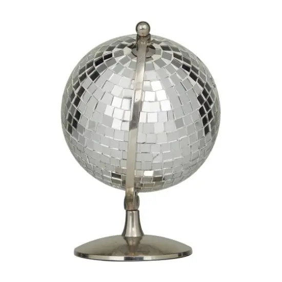 Silver Stainless Steel Glam Globe, 8" x 7" x 10" {6}