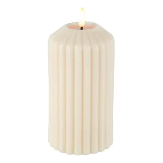 6" Ribbed Wax LED Pillar Candle by Ashland&reg; Ivory {3}