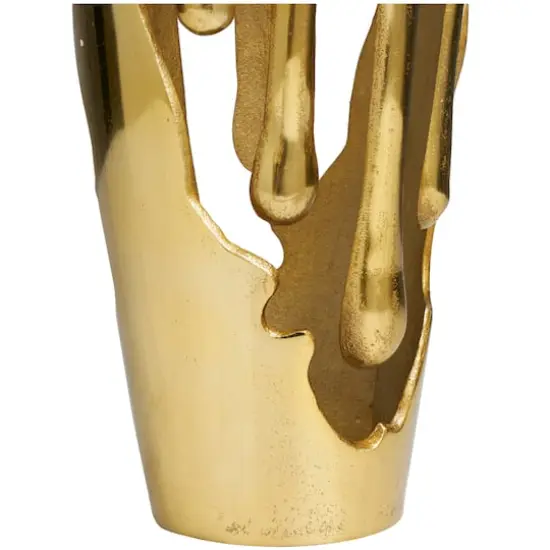 15" Gold Aluminum Melting Drip Vase {4}