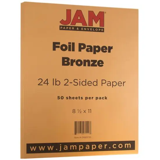 JAM Paper 2-Sided Foil 8.5" x 11" 24lb. Paper, 50 Sheets Bronze {4}