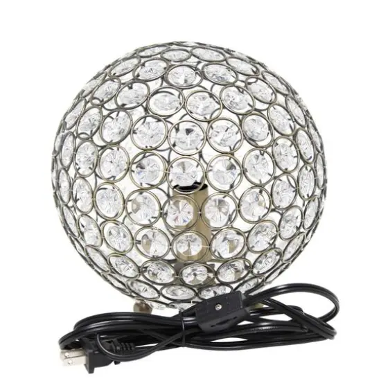 Lalia Home 8" Antique Brass Elipse Crystal Glam Orb Table Lamp {10}