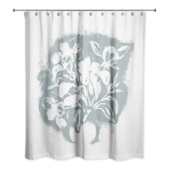 Blue Spray Paint Floral 71" x 74" Shower Curtain {1}