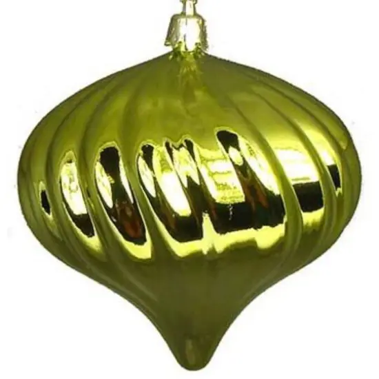 4ct Shiny Green Kiwi Swirl Shatterproof Onion Ornaments {6}
