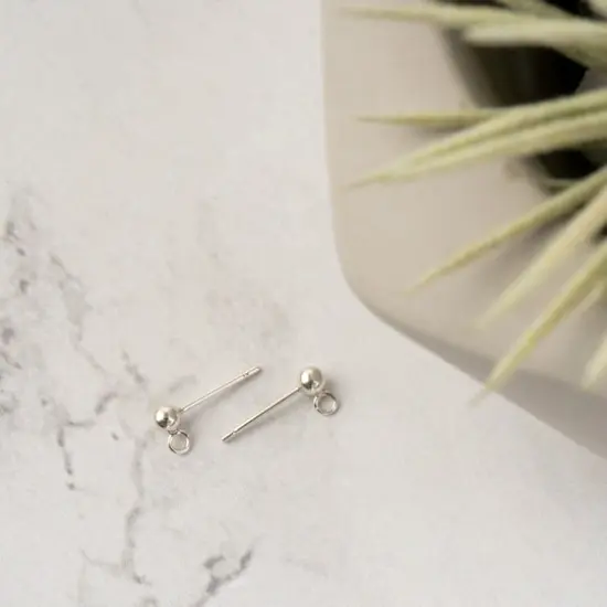 3mm Sterling Silver Ball Earring Posts, 2ct. by Bead Landing&trade; {4}