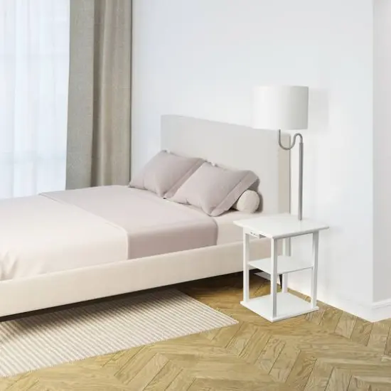 Simple Designs 57" 2 Tier Floor Lamp with USB & Outlet White {6}