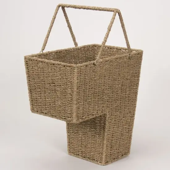 Household Essentials Seagrass & Corn Husk Wicker Stair Basket  {4}