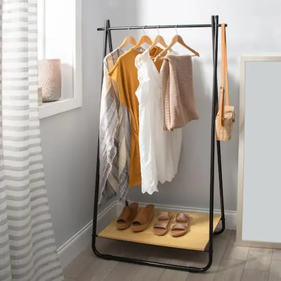 Organize It All Black Garment Rack with Shelf {4}