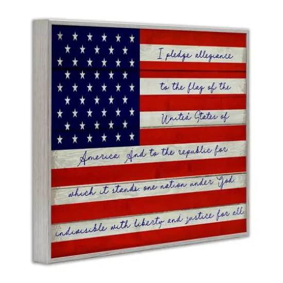 Stupell Industries Pledge of Allegiance Flag Framed Giclee Art Gray {4}